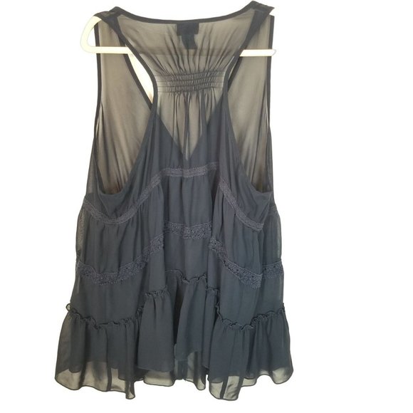 Torrid Womens 2X Navy Blue Sheer Sleeveless Button - Picture 6 of 6